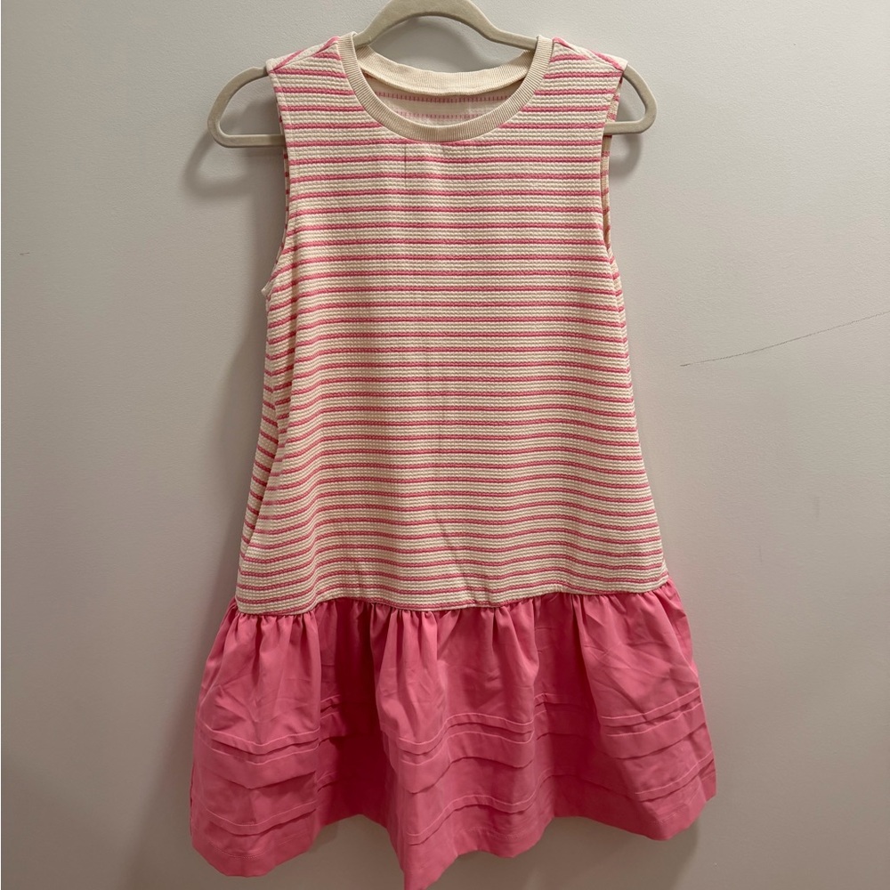 Casual Pink and Cream Striped Dress